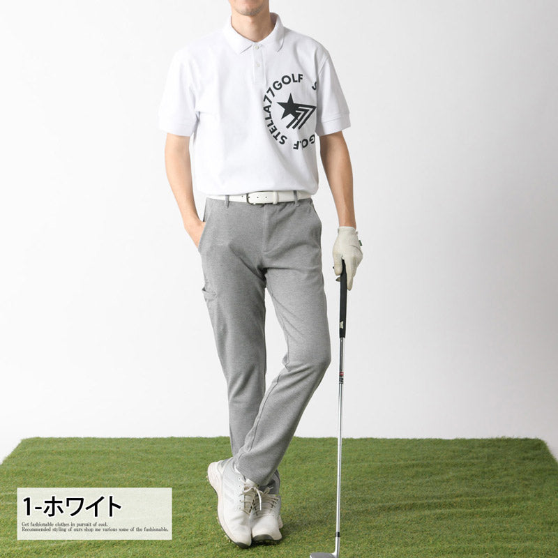 STELLA77GOLF ゴルフウェア ポロシャツ メンズ半袖 COOLMAX 吸汗速乾