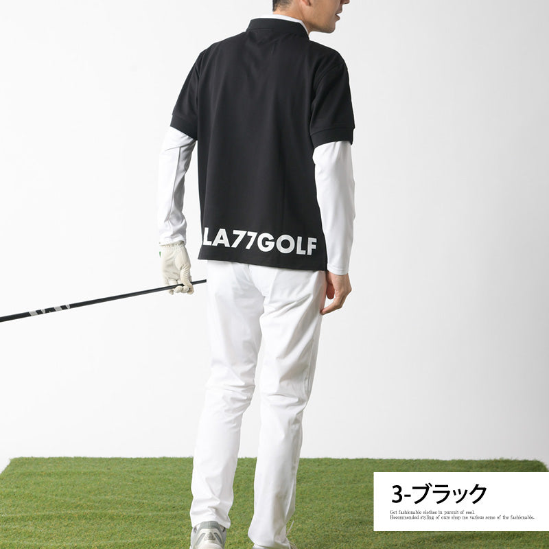 STELLA77GOLF ゴルフウェア ポロシャツ メンズ半袖 COOLMAX 吸汗速乾