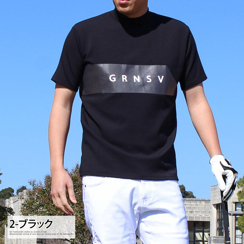 en Giorno アンジョルノ プリントモックネック半袖シャツ GIORNO SEVEN ジョルノセブン ゴルフウェア 接触冷感 モック