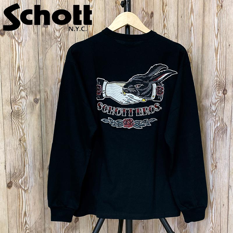 ✨レア✨ Schott ショット シェイクハンド バニー 刺繍 ロンT 長袖 Schott ショット SHAKE HANDS BUNNY シェイクハンドバニー 刺繍 ロング