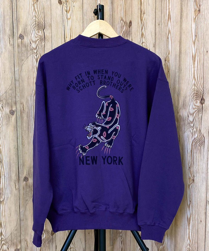 ショット Schott キスマークパンサー　Lサイズ　ブラック Schott ショット メンズ KISS PANTHER キスマークパンサークルーネック