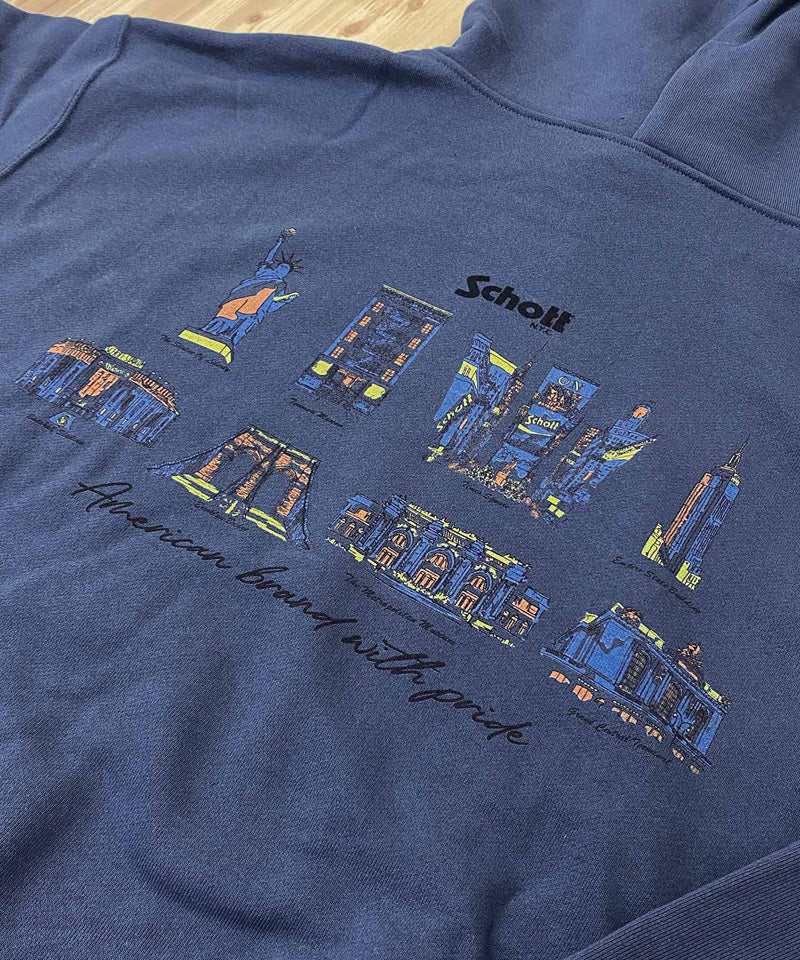Schott ショット HOODED SWEAT N.Y. MAP ニューヨークマップ パーカー 