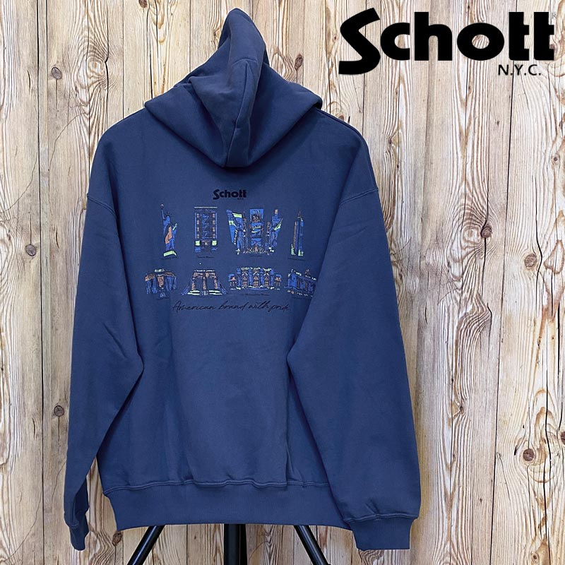 Schott ショット HOODED SWEAT N.Y. MAP ニューヨークマップ パーカー 