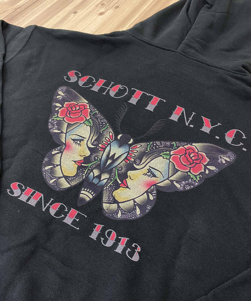 Schott ショット HOODED SWEAT N.Y. バタフライ刺繍プルパーカー – TopIsm