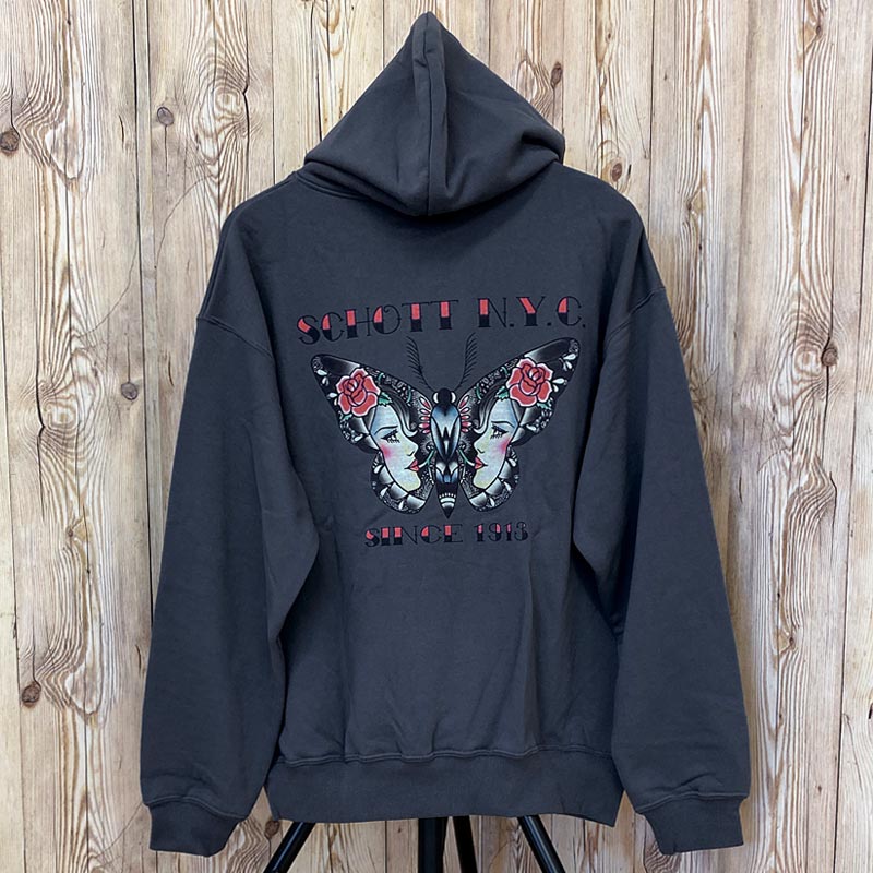 Schott ショット HOODED SWEAT N.Y. バタフライ刺繍プルパーカー – TopIsm