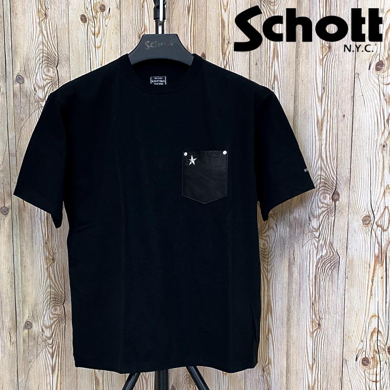 Schott ショット ONE STAR LEATHER POCKET 半袖Tシャツ ワンスター レザーポケット ポケットTシャツ