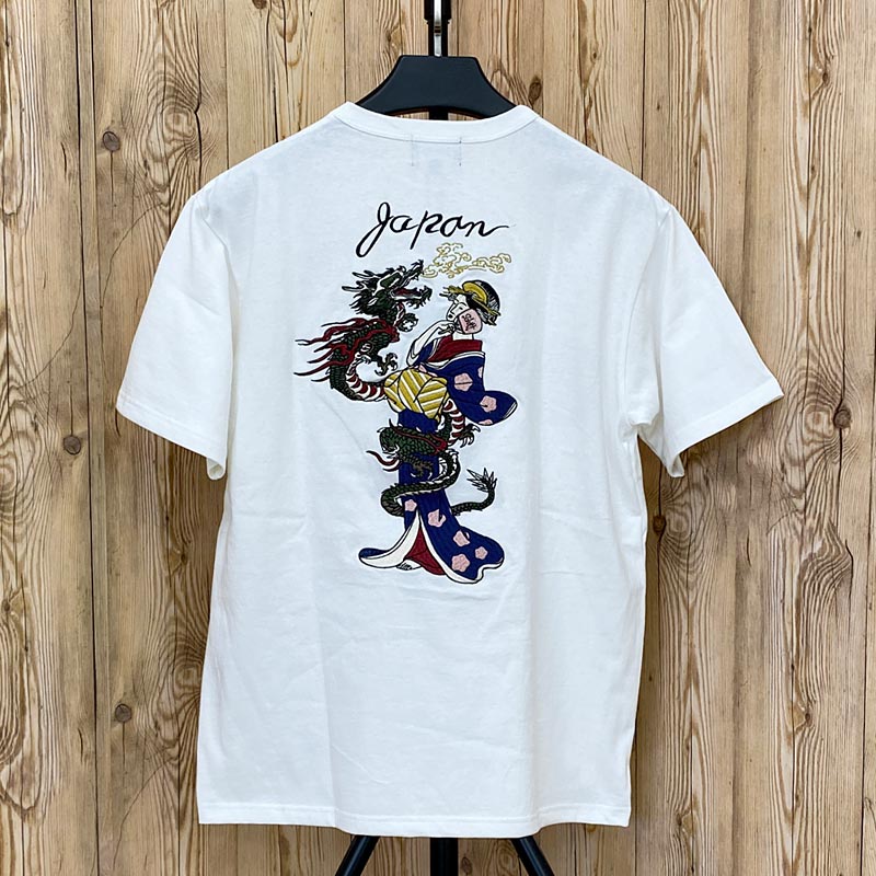 Schott ショット LADY WITH THE DRAGON EMB 半袖Tシャツ 刺繍
