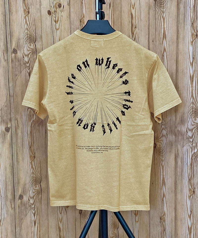 Schott N.Y.C ショット プリント 半袖Tシャツ カラーフロッキー