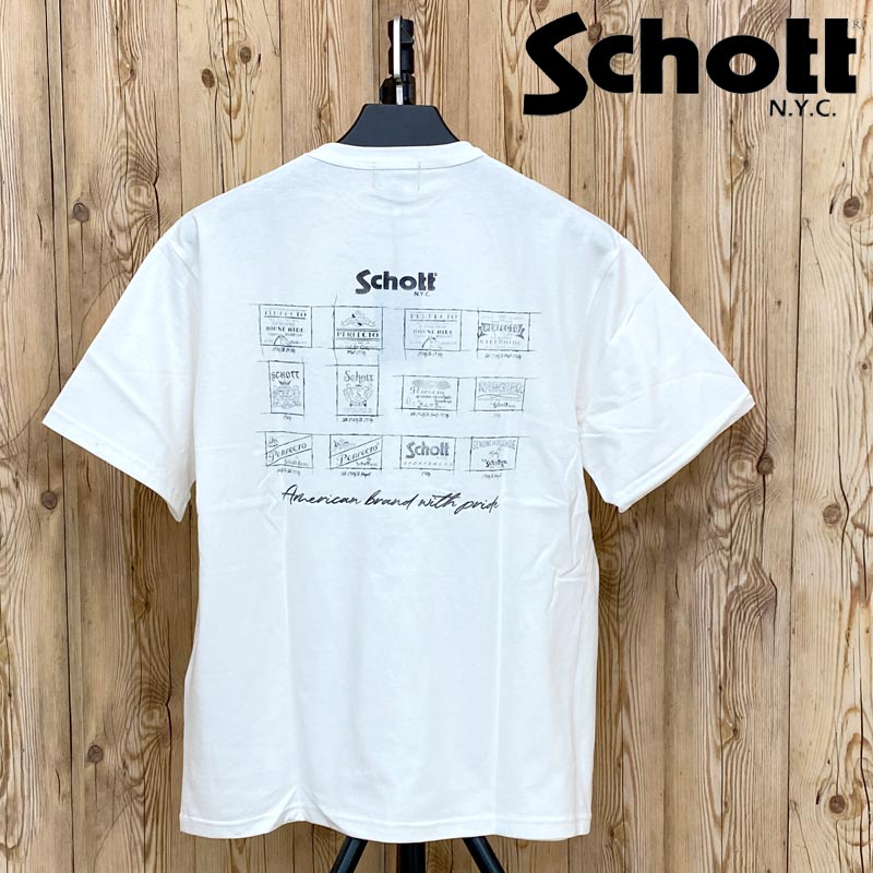 Schott ショット ARCHIVE STAMPS 半袖Tシャツ クルーネック