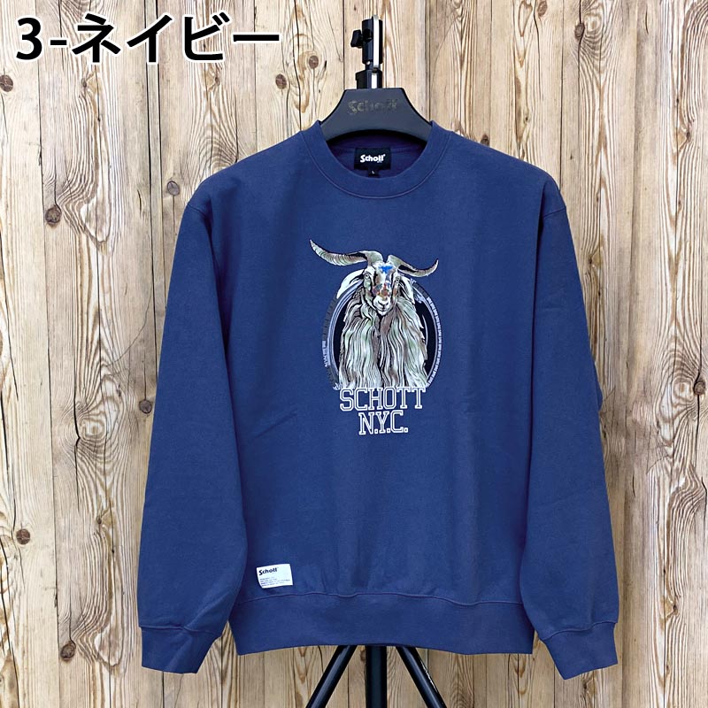 Schott スウェット Schott N.Y.C トレーナー スウェット SCHOTT-SQUARE LOGO CREW
