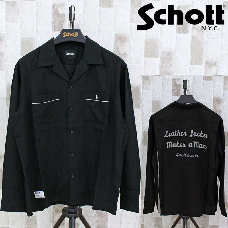 Schott ショット チェーン刺繍 長袖 ボーリングシャツ 長袖シャツ