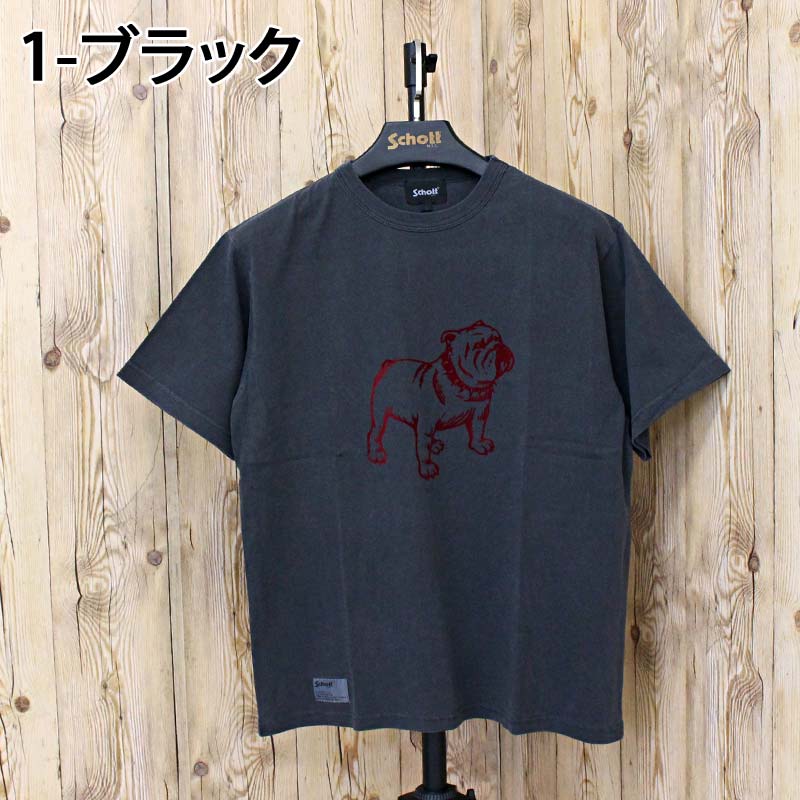 Schott ショット フロッキーブルドッグ 半袖Tシャツ PIGMENT T-SHIRT FLOCKY BULLDOG/ピグメント Tシャツ フロッキー