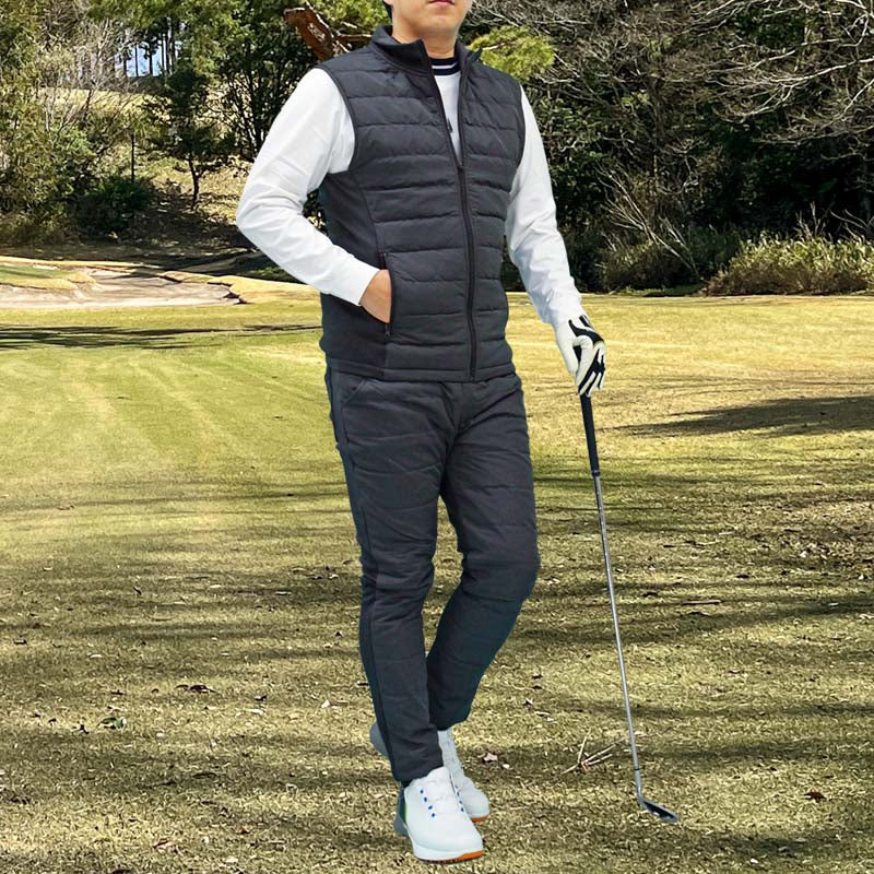 ゴルフウェア セットアップ メンズ 上下セット ダウンベスト ゴルフ