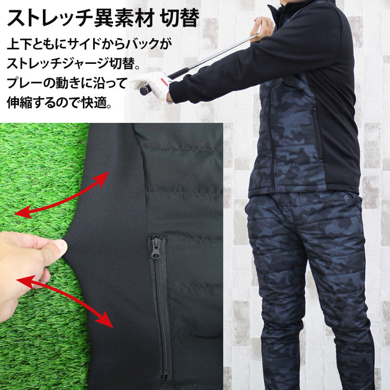 ゴルフウェア セットアップ メンズ 上下セット ダウンジャケット