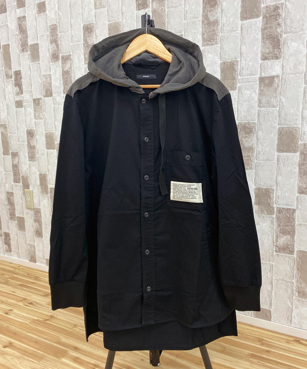 DIESEL ディーゼル フラッグパッチ フーデッドシャツジャケットS