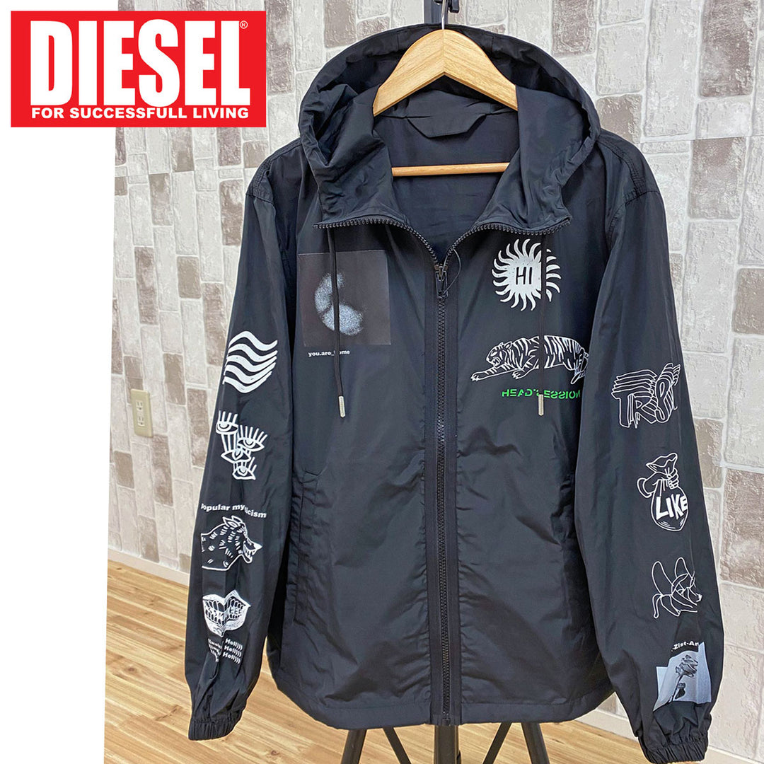 グランドセール DIESEL ディーゼル グラフィックプリント フーデッドジャケット ジャケット・アウター