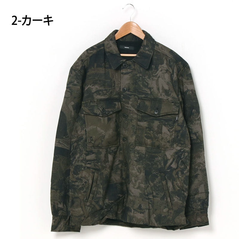 DIESEL ディーゼル グラフィックカモ パディング シャツジャケット S