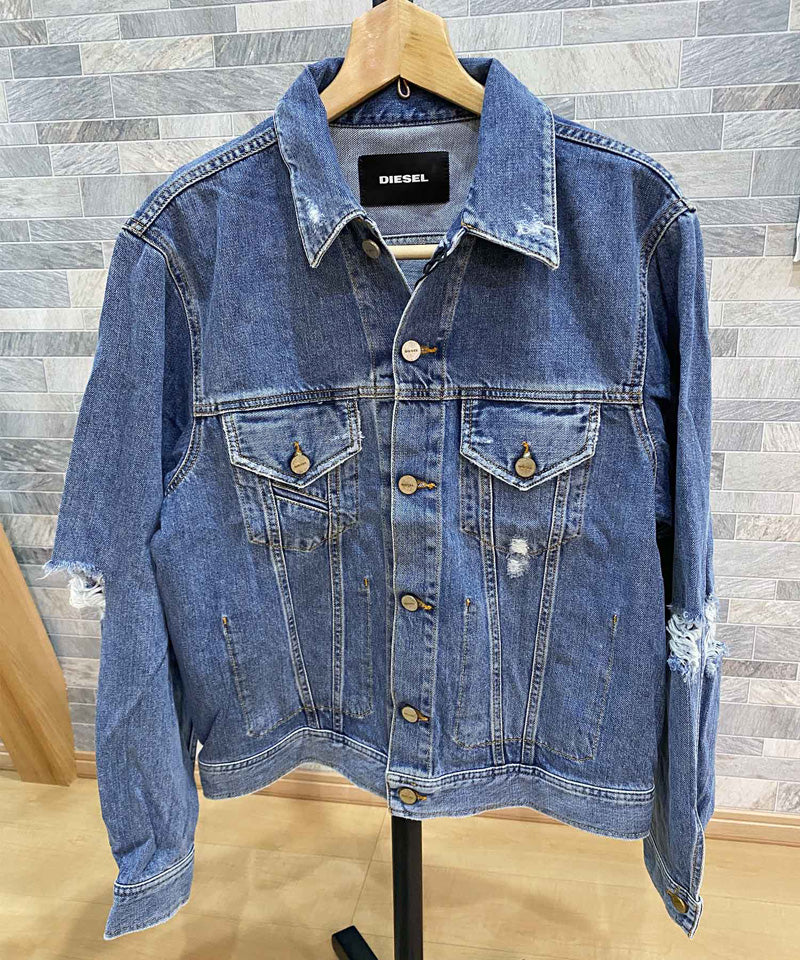 DIESEL / D-ROBYN/クラッシュデニムジャケット/Gジャン/L/デニム/IDG/無地 DIESEL ディーゼル ダメージクラッシュ デニムジャケット D-ROBYN – TopIsm