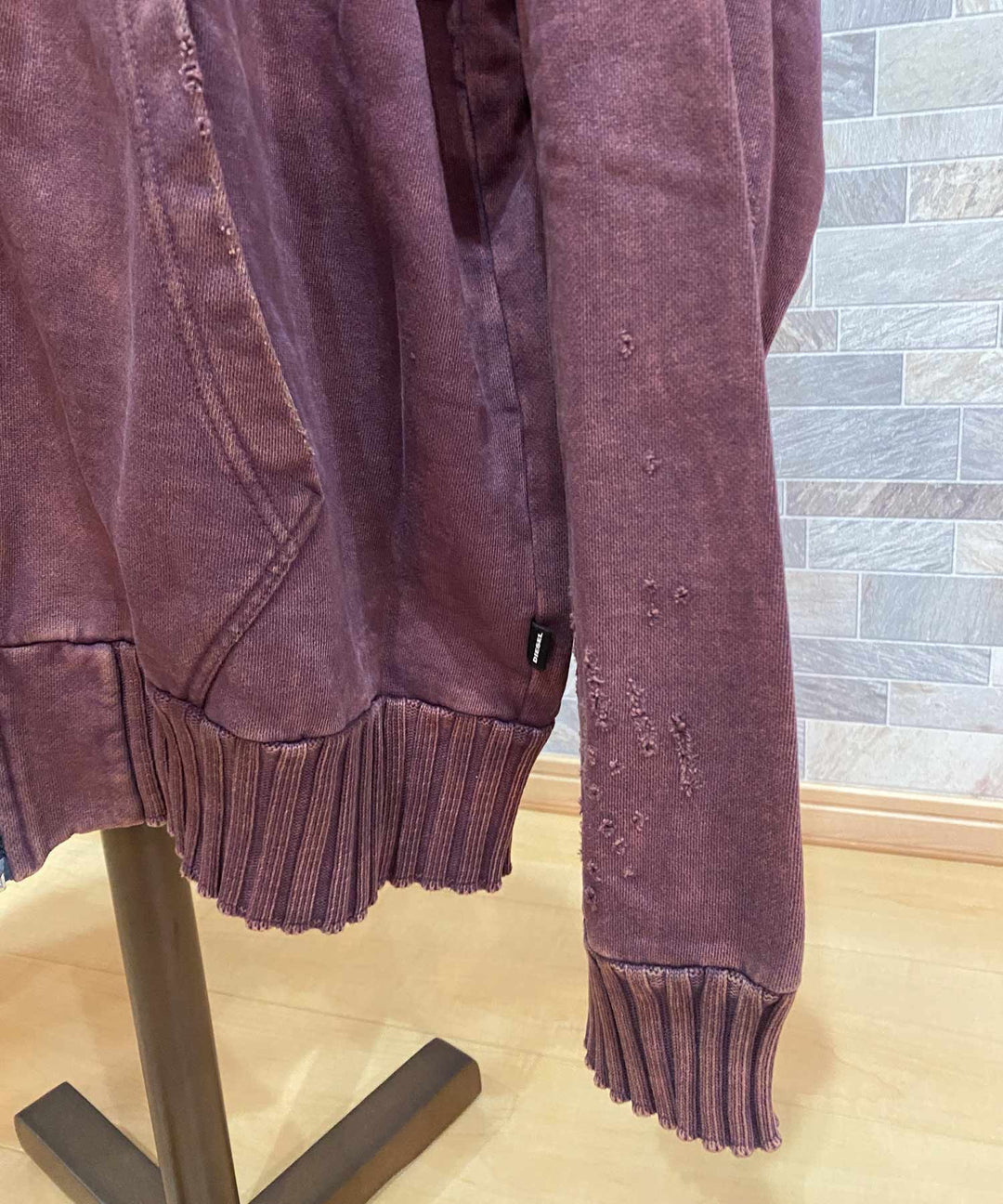 DIESEL ディーゼル ジップアップパーカー ダメージ加工 S-STAPP FELPA