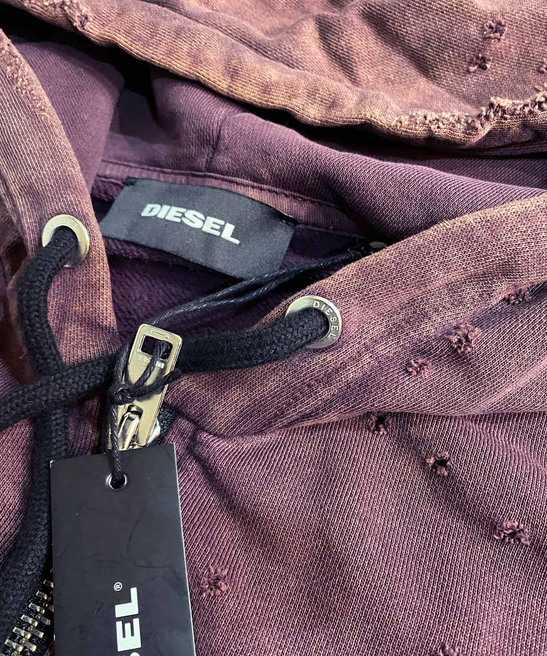 DIESEL ディーゼル ジップアップパーカー ダメージ加工 S-STAPP
