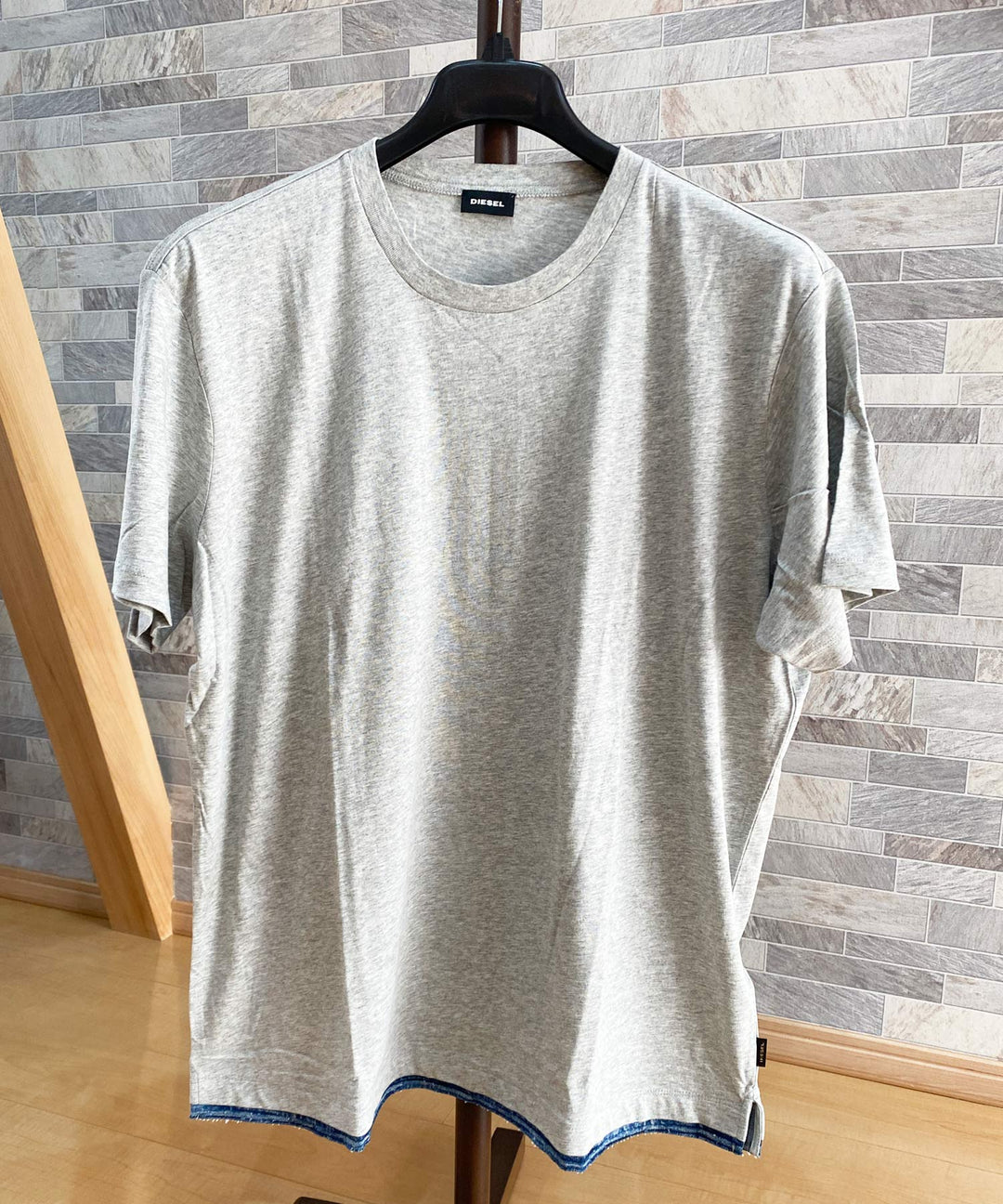 DIESEL ディーゼル 裾デニム切替 クルーネック 半袖Tシャツ T