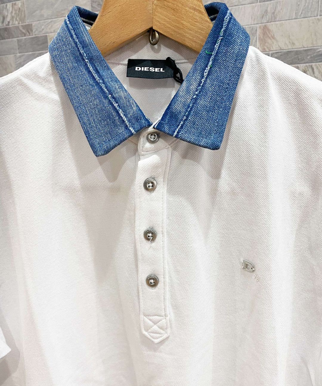 DIESEL ディーゼル デニム切替 ワンポイント ロゴ 半袖