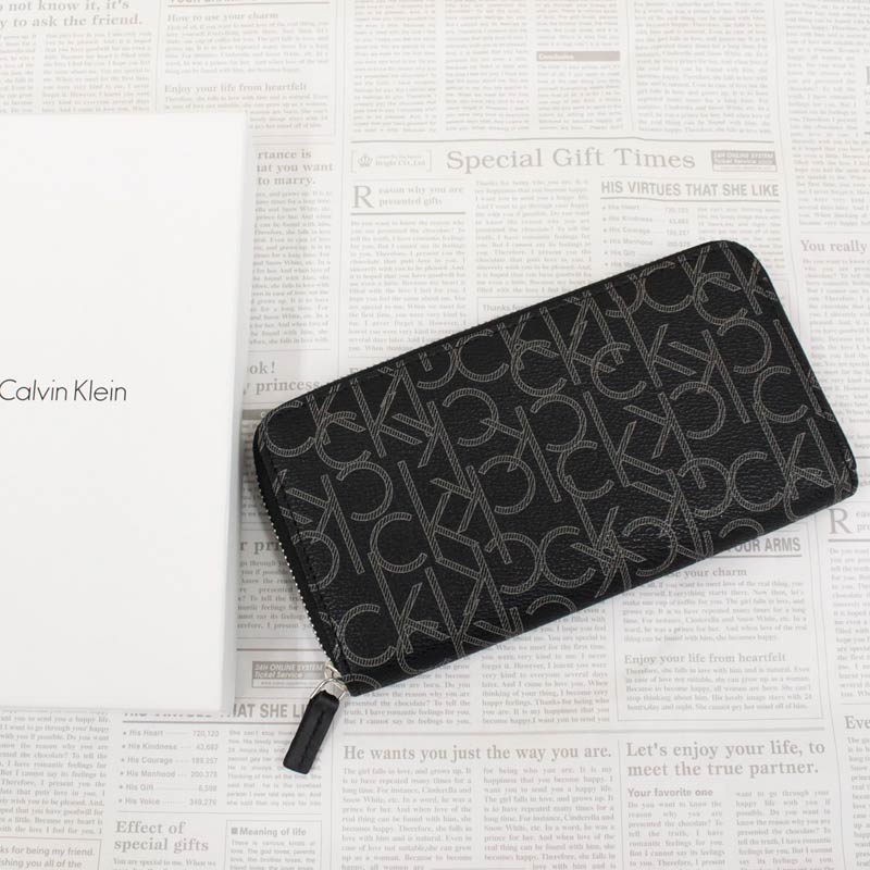 Calvin Klein カルバンクライン CK RFiD オールオーバーロゴ モノグラム ラウンドファスナー ウォレット 長財布 財布 B –  TopIsm