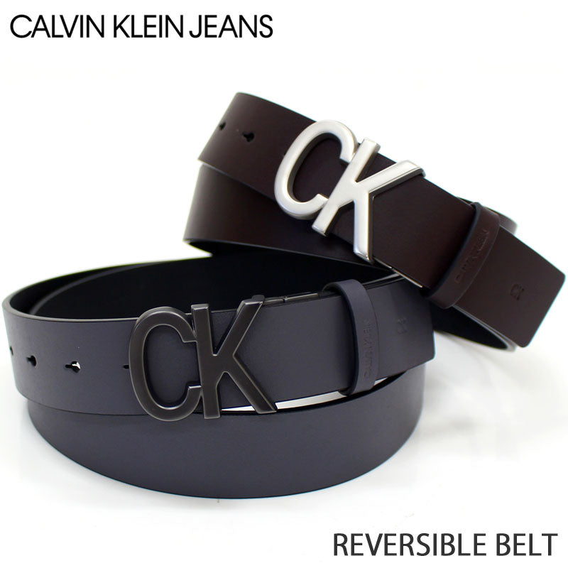 黒レザー ベルト CKロゴ バックル Calvin Klein SALE 大きいサイズ メンズ カルバンクライン CK