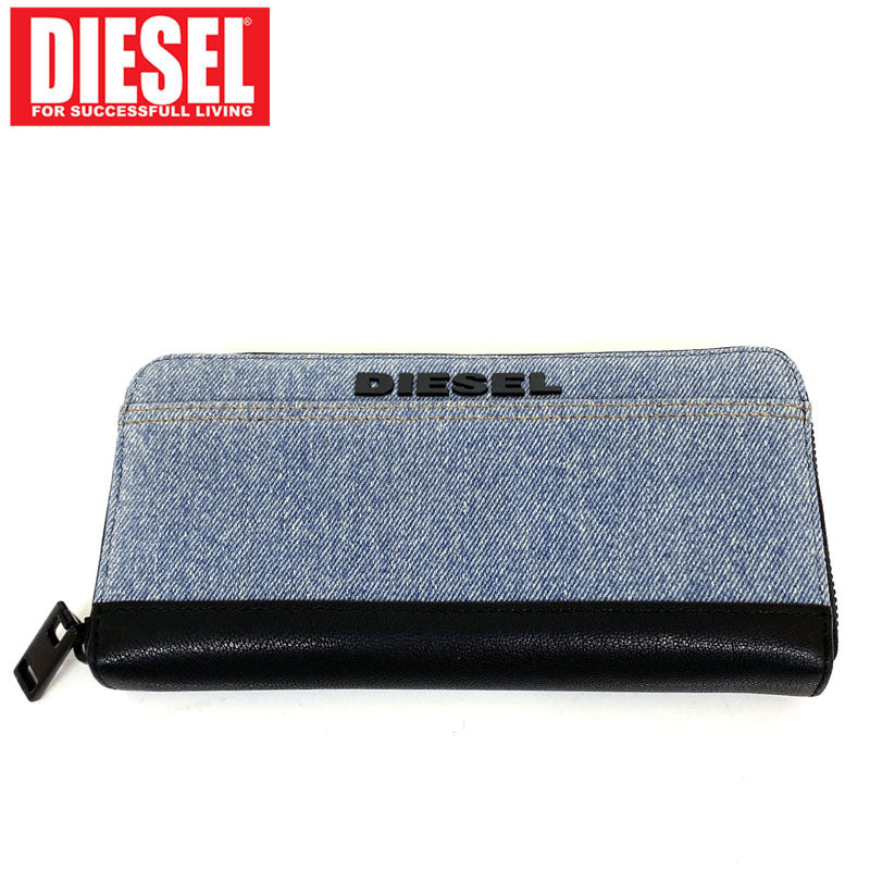 DIESEL ディーゼル ラウンドファスナー デニム レザー 長財布