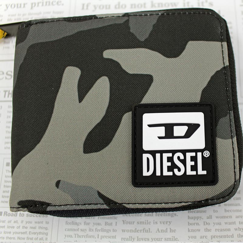 DIESEL ディーゼル ウォレット ラウンドファスナー 2つ折り 財布 ロゴワッペン 迷彩 カモフラ グレーZIPPY HIRESH S –  TopIsm