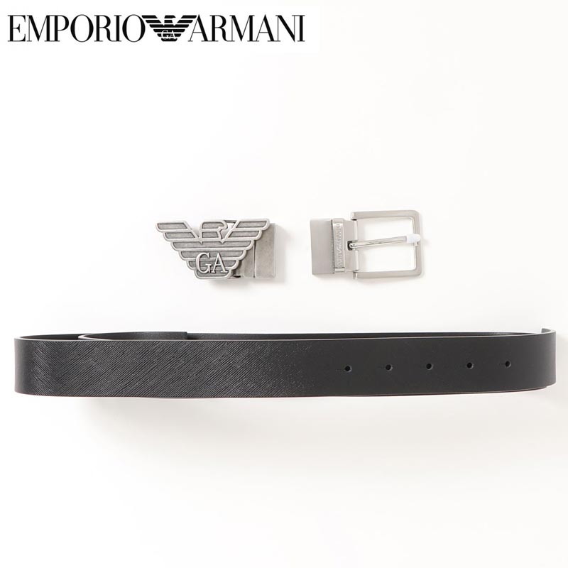 EMPORIO ARMANI エンポリオ アルマーニ リバーシブル レザー Wバックル ベルトセットY4S270 – TopIsm