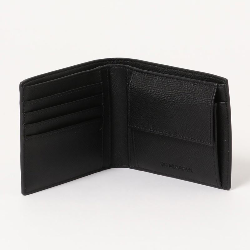 【EMPORIO ARMANI】ロゴ レザー 二つ折りウォレット 財布 EMPORIO ARMANI エンポリオ アルマーニ ロゴデザイン2つ折り