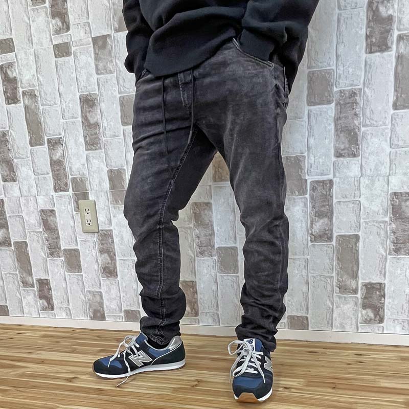 DIESEL JOGG JEANS ディーゼル ジョグジーンズ メンズ スウェットデニム ストレッチ デニム テーパード ブラック ウォッシ –  TopIsm