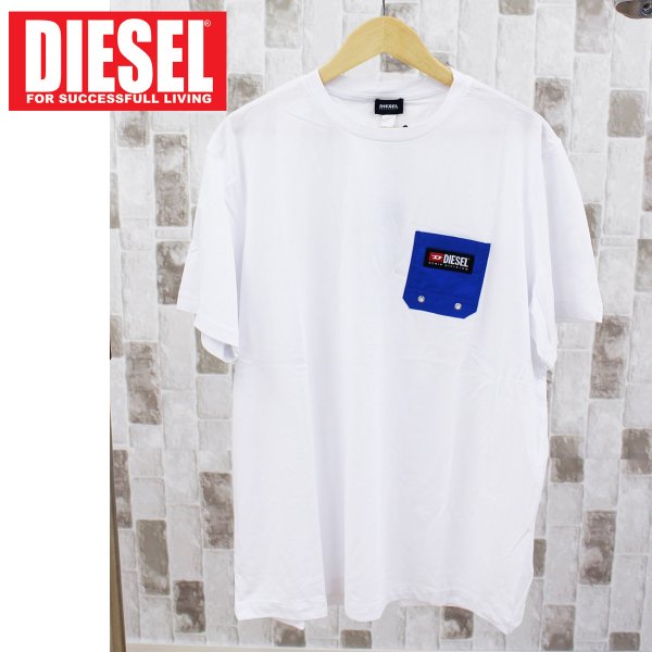DIESEL ロゴ刺繍 クルーネック 半袖ポケットTシャツ T-JUSTBNAVJ