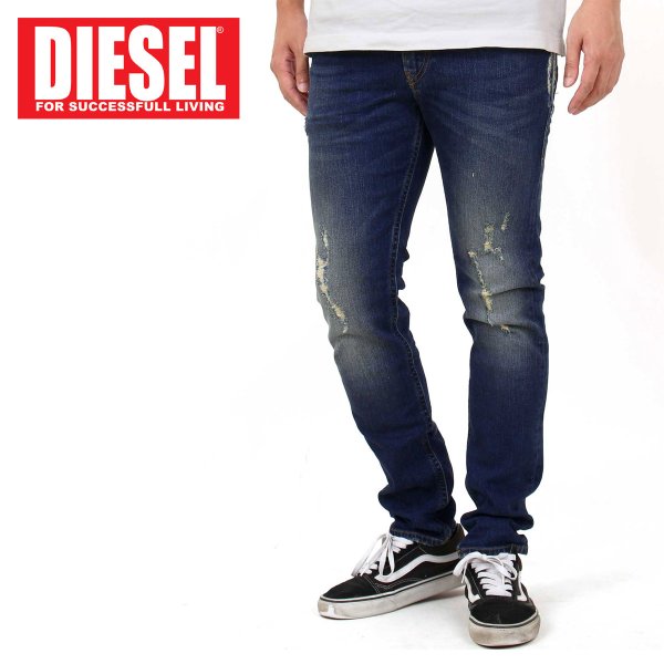 DIESEL ディーゼル スキニー ダメージクラッシュ デニムパンツ THOMMER 