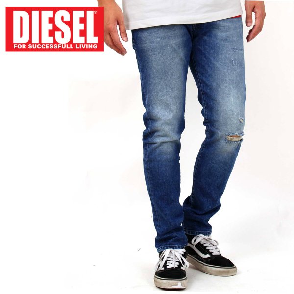 DIESEL ウォッシュド ダメージ テーパード デニムパンツ D-STRUKT – TopIsm