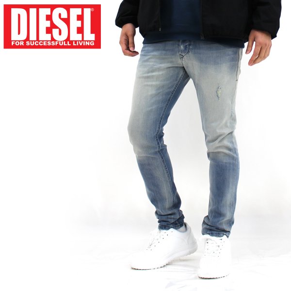 DIESEL スリムキャロット ウォッシュ加工 ストレッチ ダメージ デニム