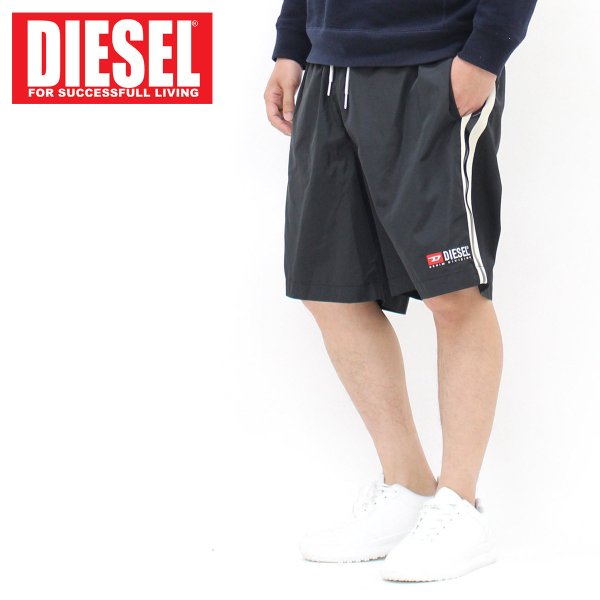 DIESEL ディーゼル ハーフパンツ サイドライン ナイロン ロゴ P