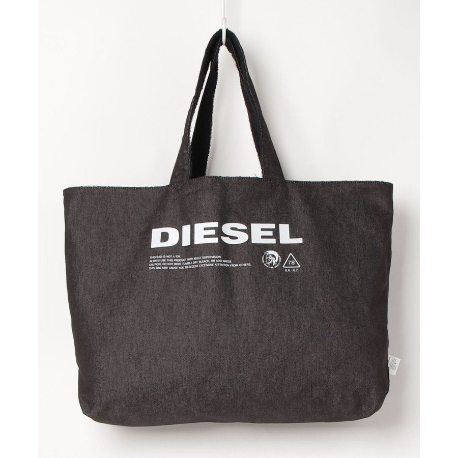 DIESEL トートバッグ ブラック デニム/レザー ディーゼル DIESEL メンズ トートバッグ ブラックデニム リバーシブル