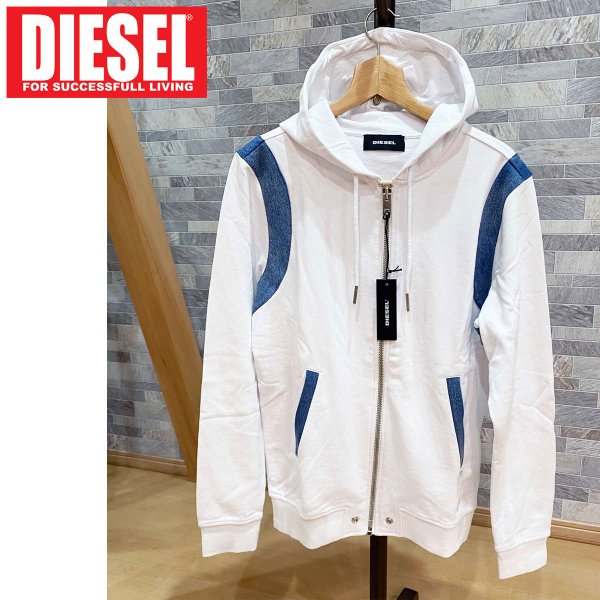 DIESEL】 ディーゼル ジップパーカー ダメージデニム切り替え